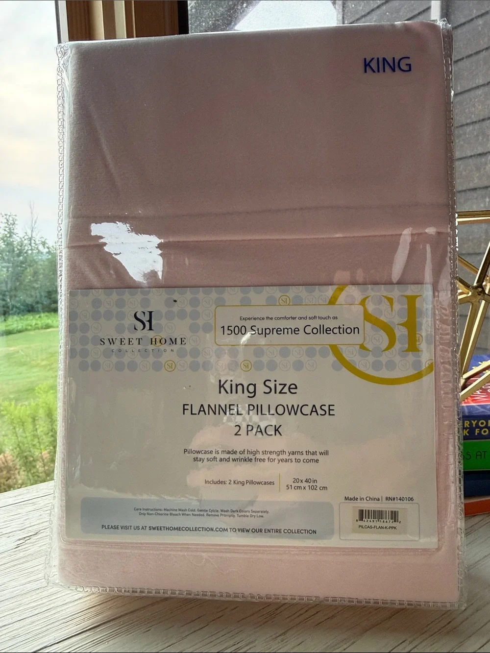 Sweet Home King Size Pink Flannel Pillowcase 2-Pack — Soft Pink